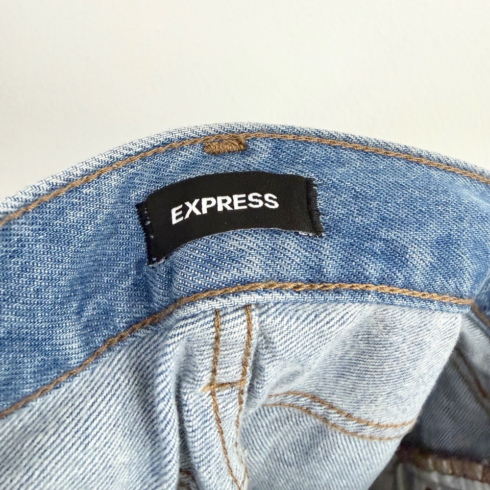 Express High Rise Wide Leg Relaxed Jeans Light Wash 100% Cotton Women's Size 2R - Picture 7 of 9